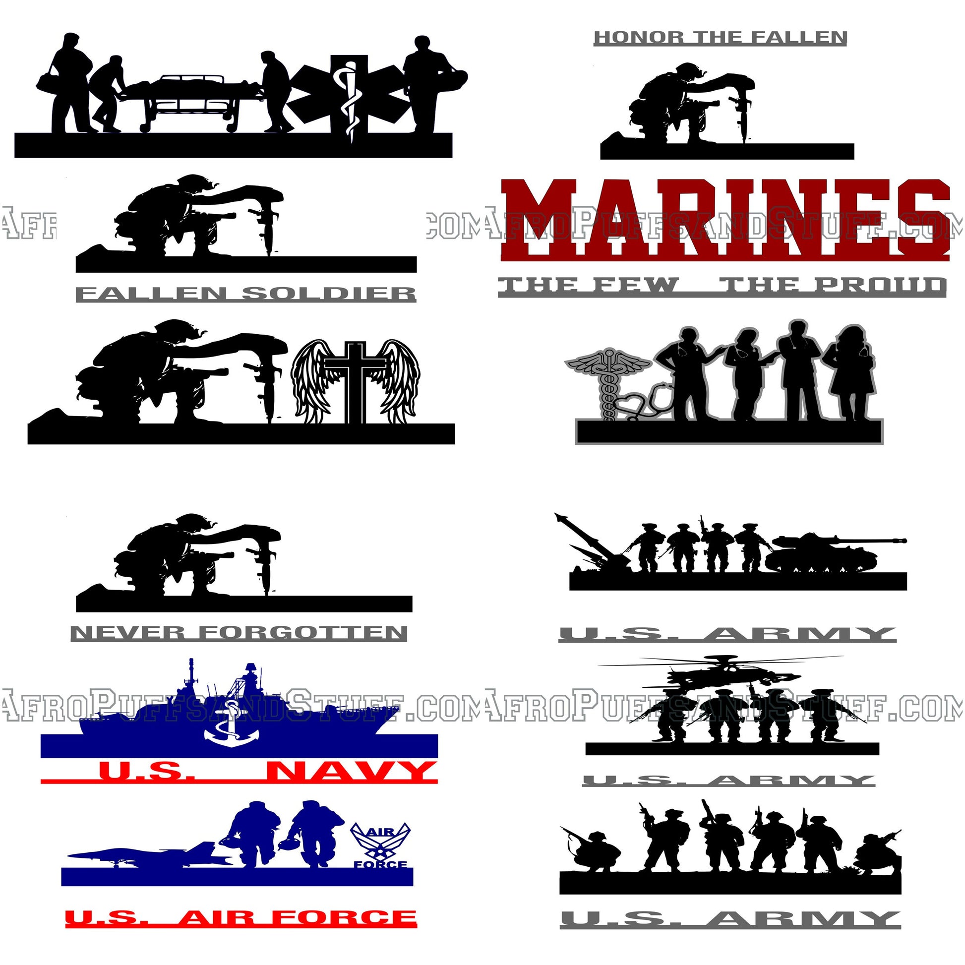 Military and First Responders Silhouette Plaques
