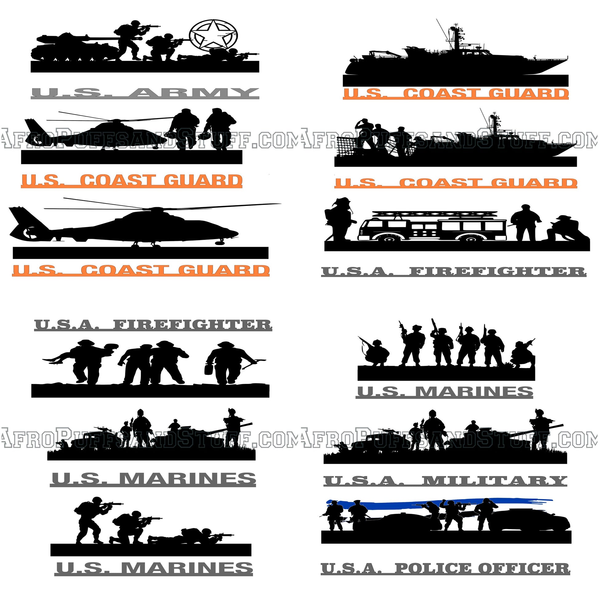 Military and First Responders Silhouette Plaques