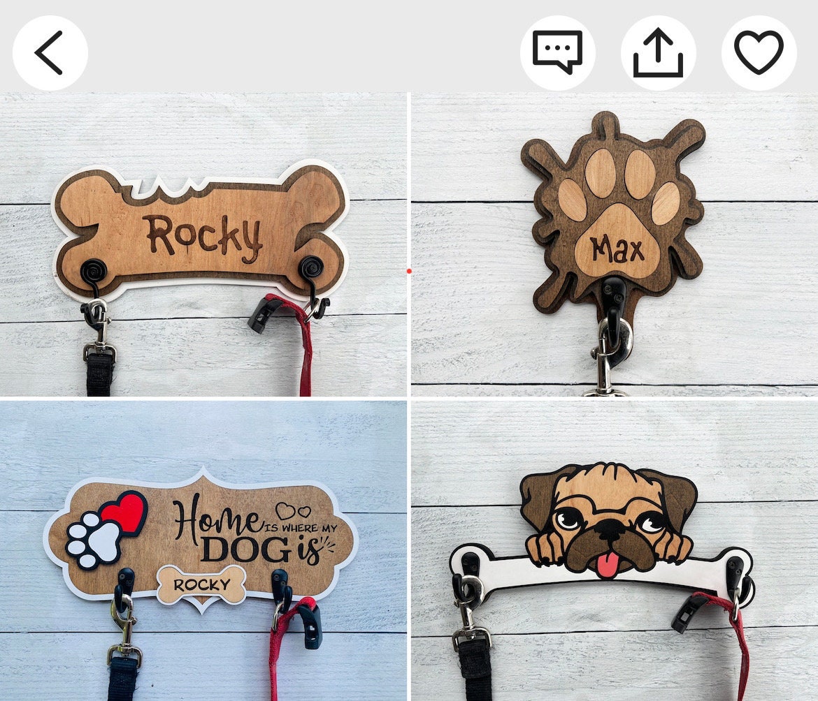 Handcrafted Wooden Leash Holders - Personalize Yours Today