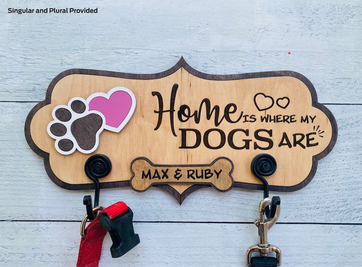 Handcrafted Wooden Leash Holders - Personalize Yours Today