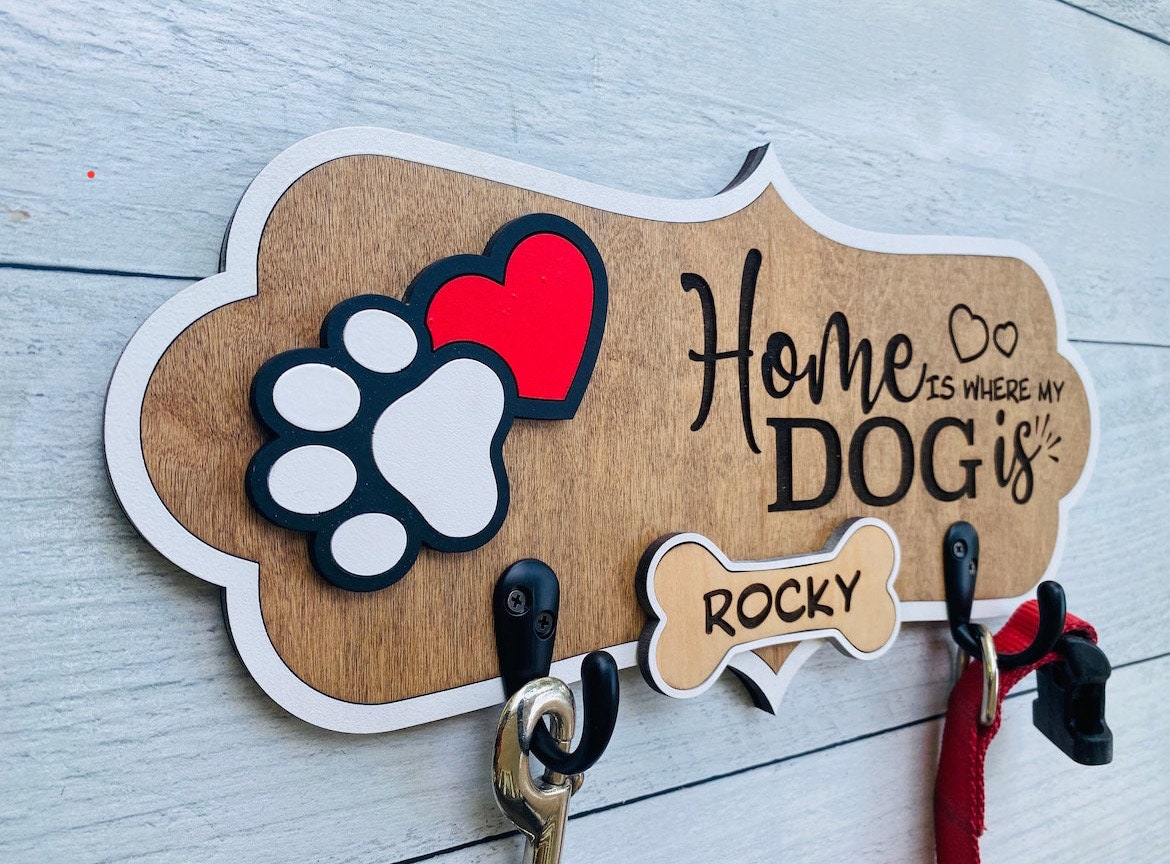 Handcrafted Wooden Leash Holders - Personalize Yours Today