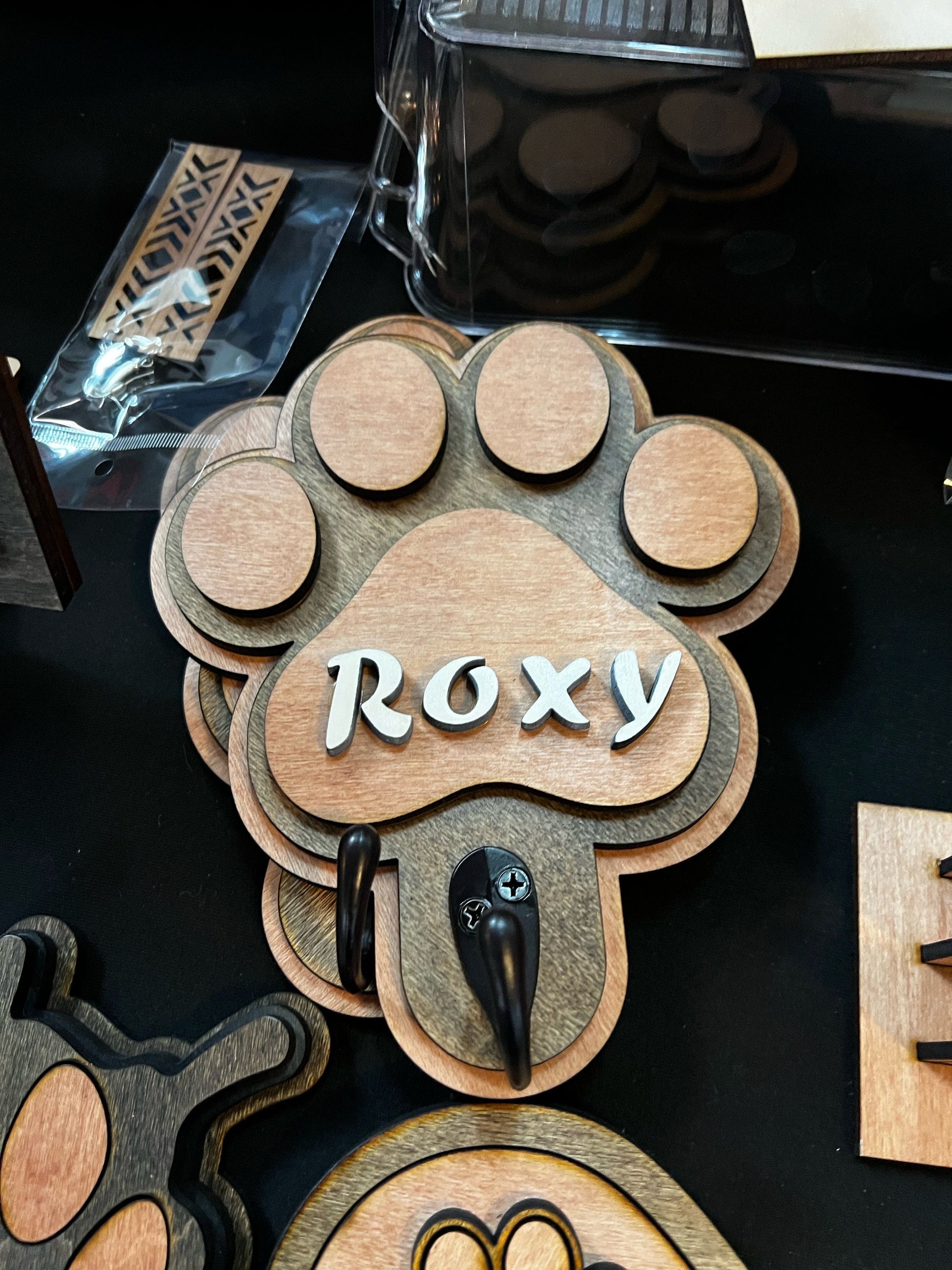 Handcrafted Wooden Leash Holders - Personalize Yours Today