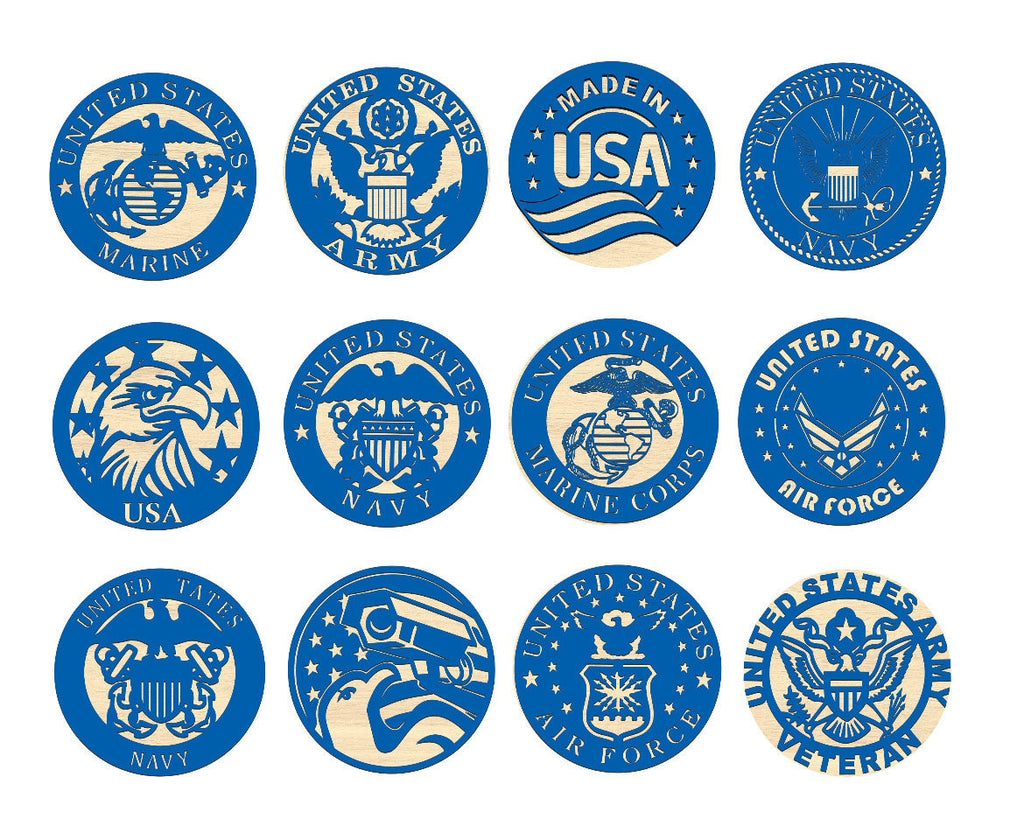 Engraved American Flag: Military Branch Emblem, Personalized Wooden Decor