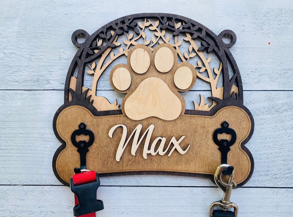 Handcrafted Wooden Leash Holders - Personalize Yours Today
