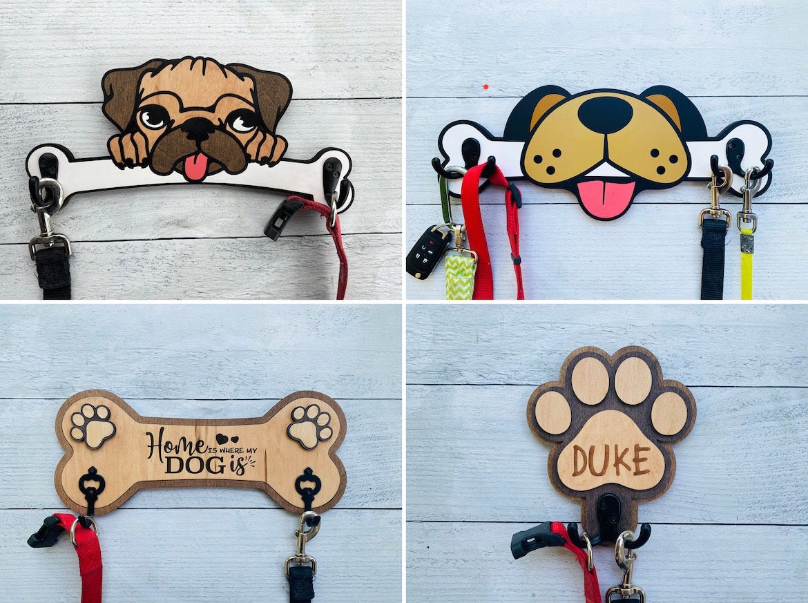 Handcrafted Wooden Leash Holders - Personalize Yours Today