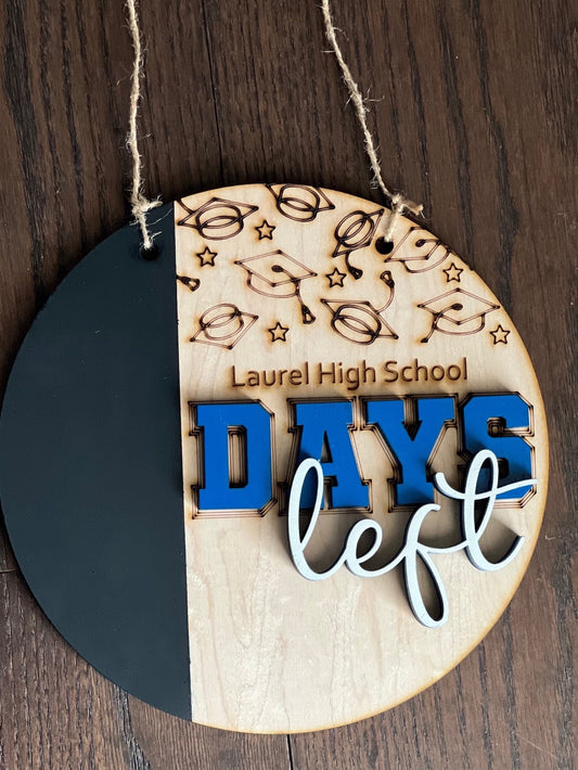 Graduation chalkboard wall sign | Personalized school university countdown | Days left