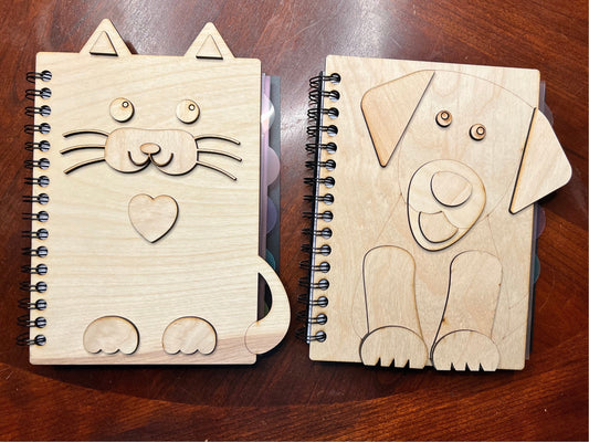 Wooden Notebook Cover Paint it yourself Dog or Cat Notebooks - Personalizable