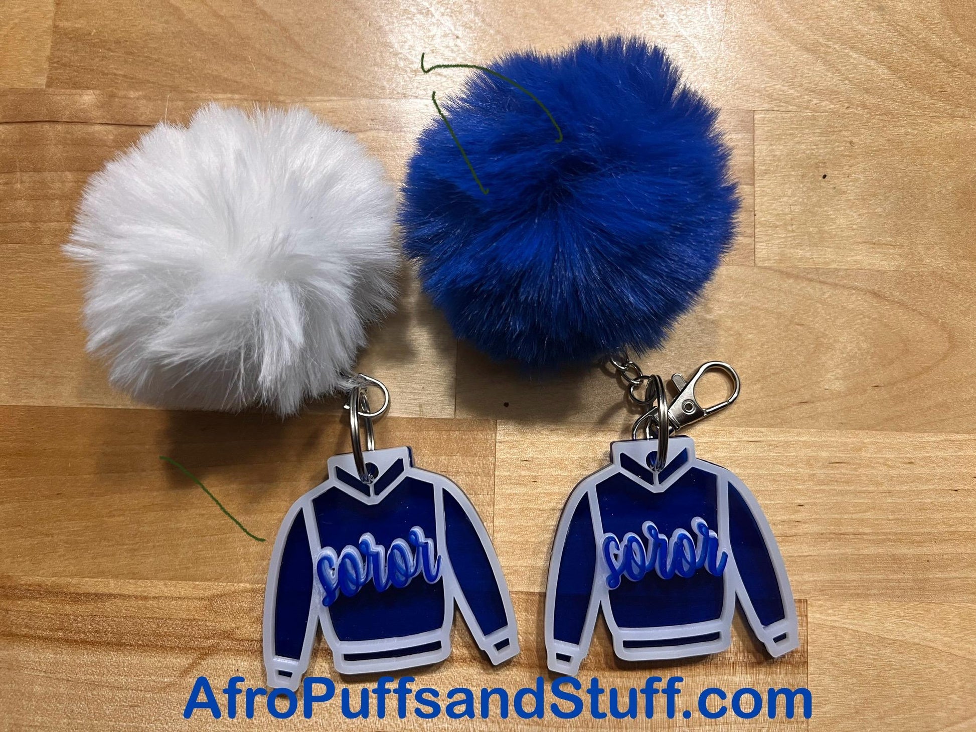 Sorority Key Chains with Puff Ball