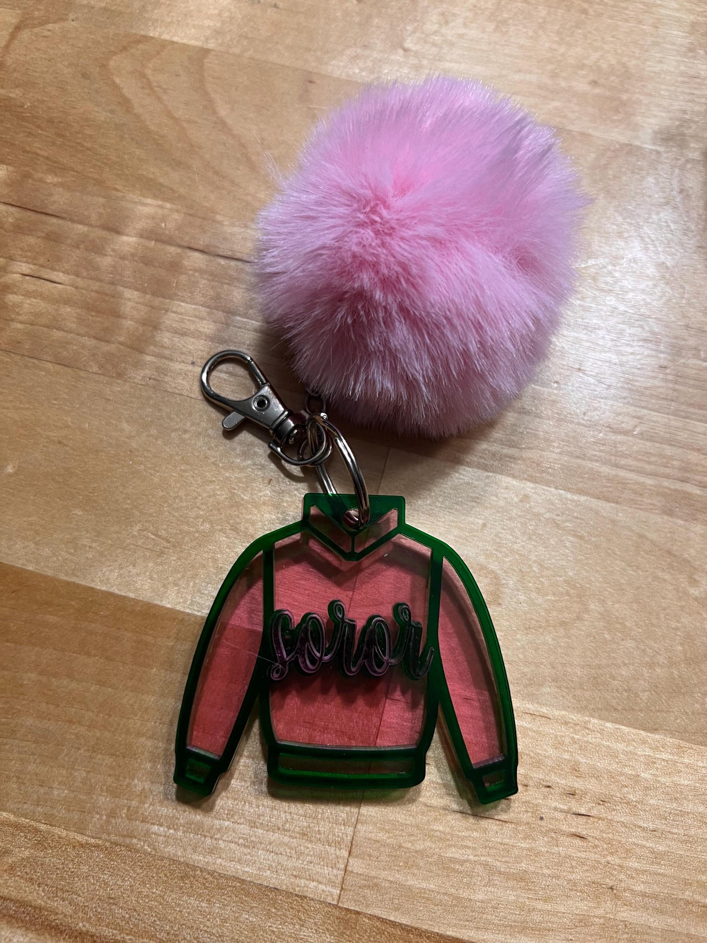 Sorority Key Chains with Puff Ball