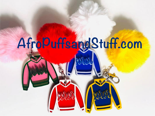 Sorority Key Chains with Puff Ball