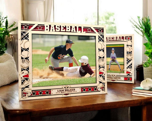 Customizable Baseball & Soccer Icon Frame – Personalized Sports Photo Display