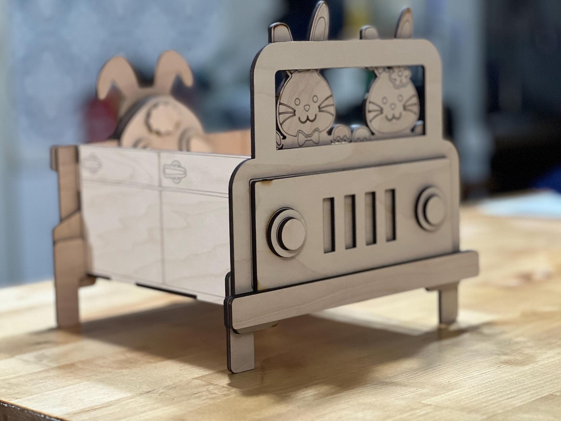 DIY Paintable Bunny 4x4 Box | Wooden Craft Kit for Kids | Bunny Truck Treat Holder | Spring Activity