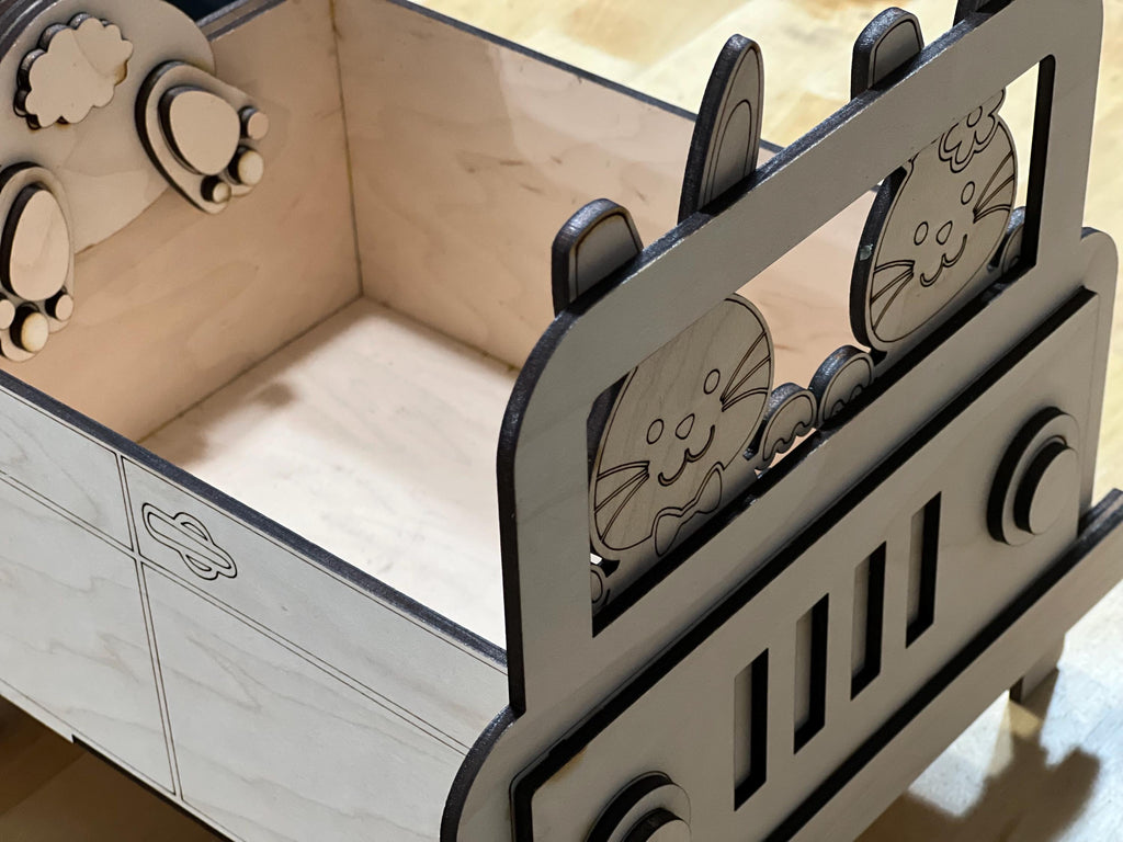 DIY Paintable Bunny Truck Box: Wooden Craft Kit with Paint