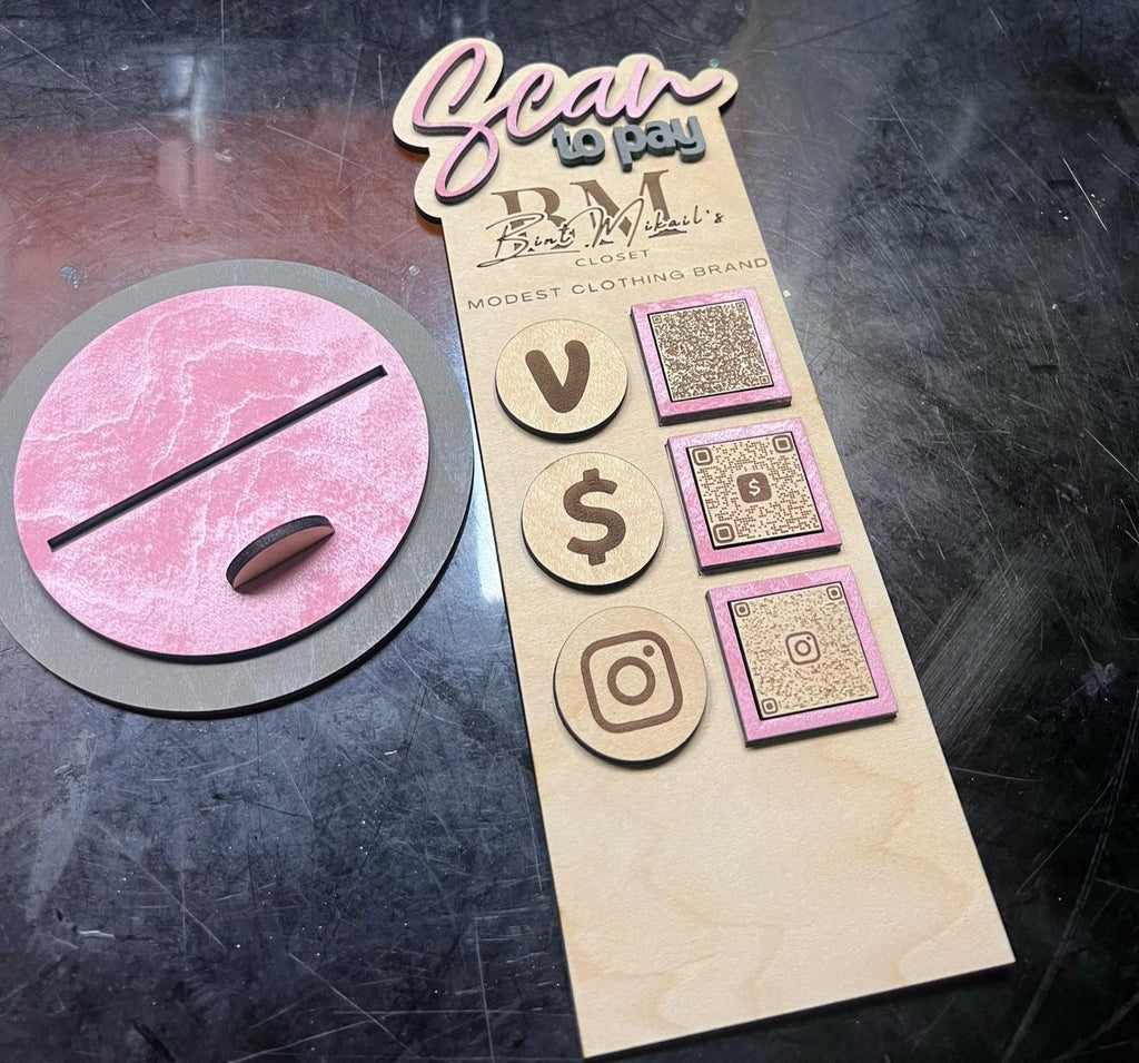 Custom Acrylic QR Code Sign: Scan to Pay/Socialize - 4x10"