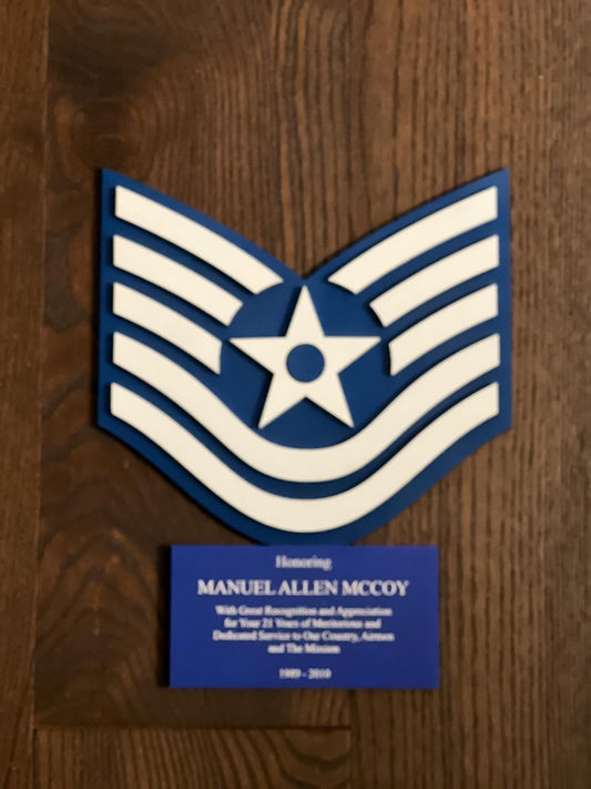Custom Military Recognition Plaque | Promotion or Retirement Gift | Personalized Rank, Name & Service Branch | Veteran Keepsake | USA Made
