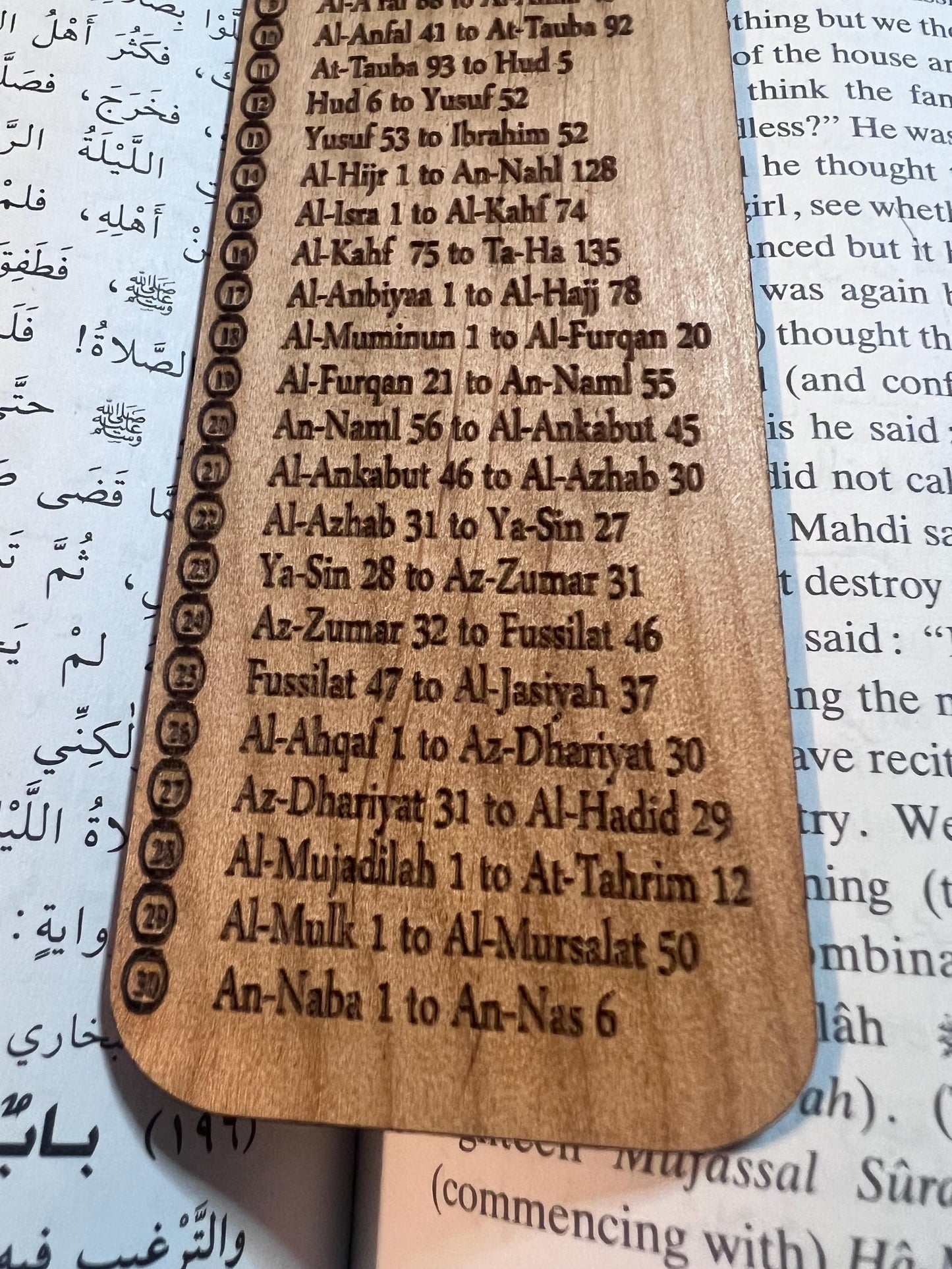 30 Juz Quran Bookmark - Laser Cut Wooden: Islamic Gift, Ramadan Eid Favor