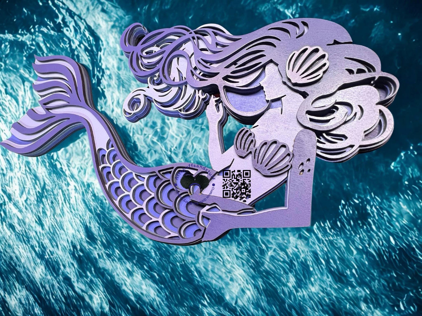 Layered Mermaid Wall Art | 3D Wooden Mermaid Decor | Ocean Nursery Sign | Coastal Beach Room Wall Hanging | Mermaid Gift for Girls