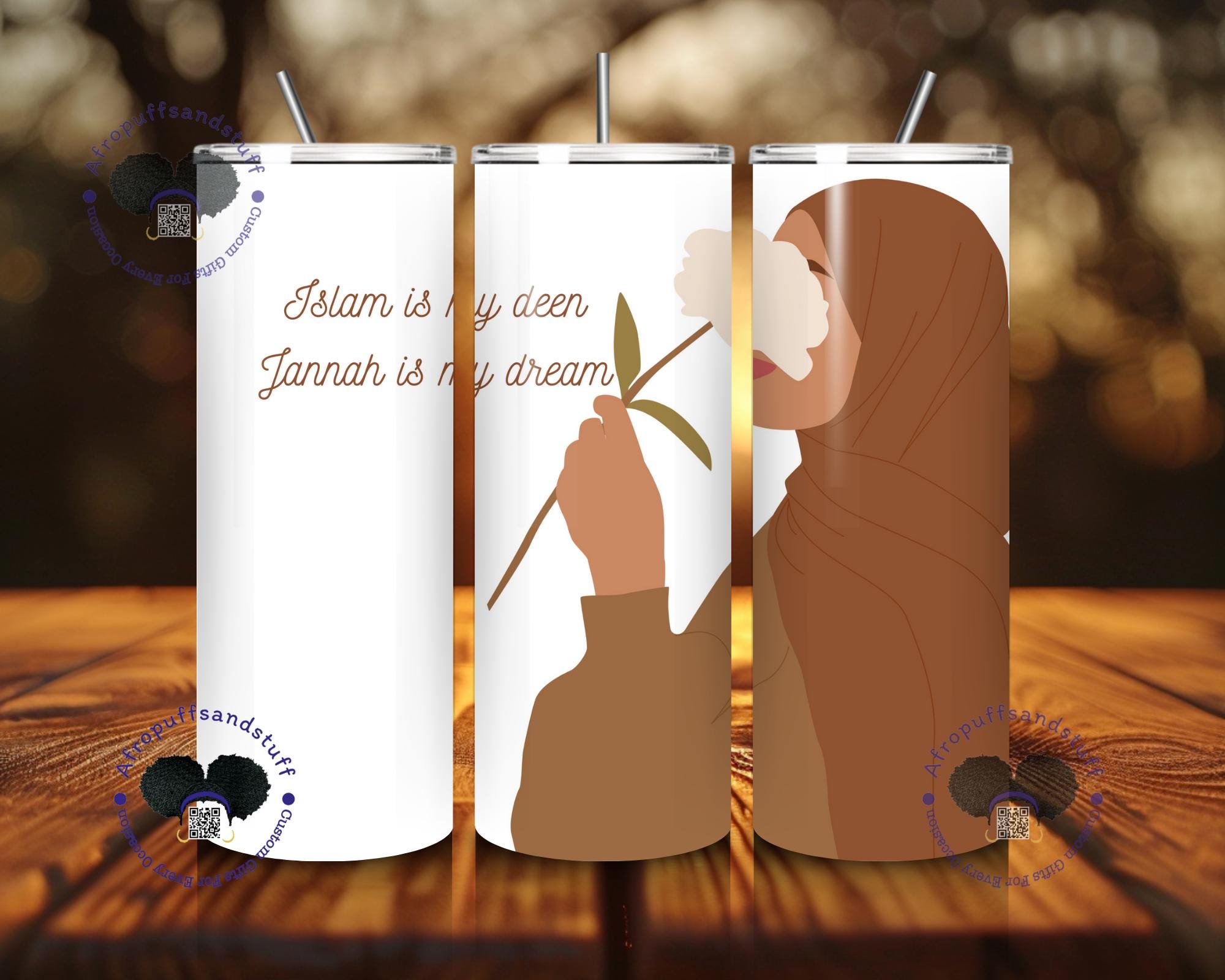 Islamic Art Tumbler: Stainless Steel Hot/Cold Drinkware, 6 Designs