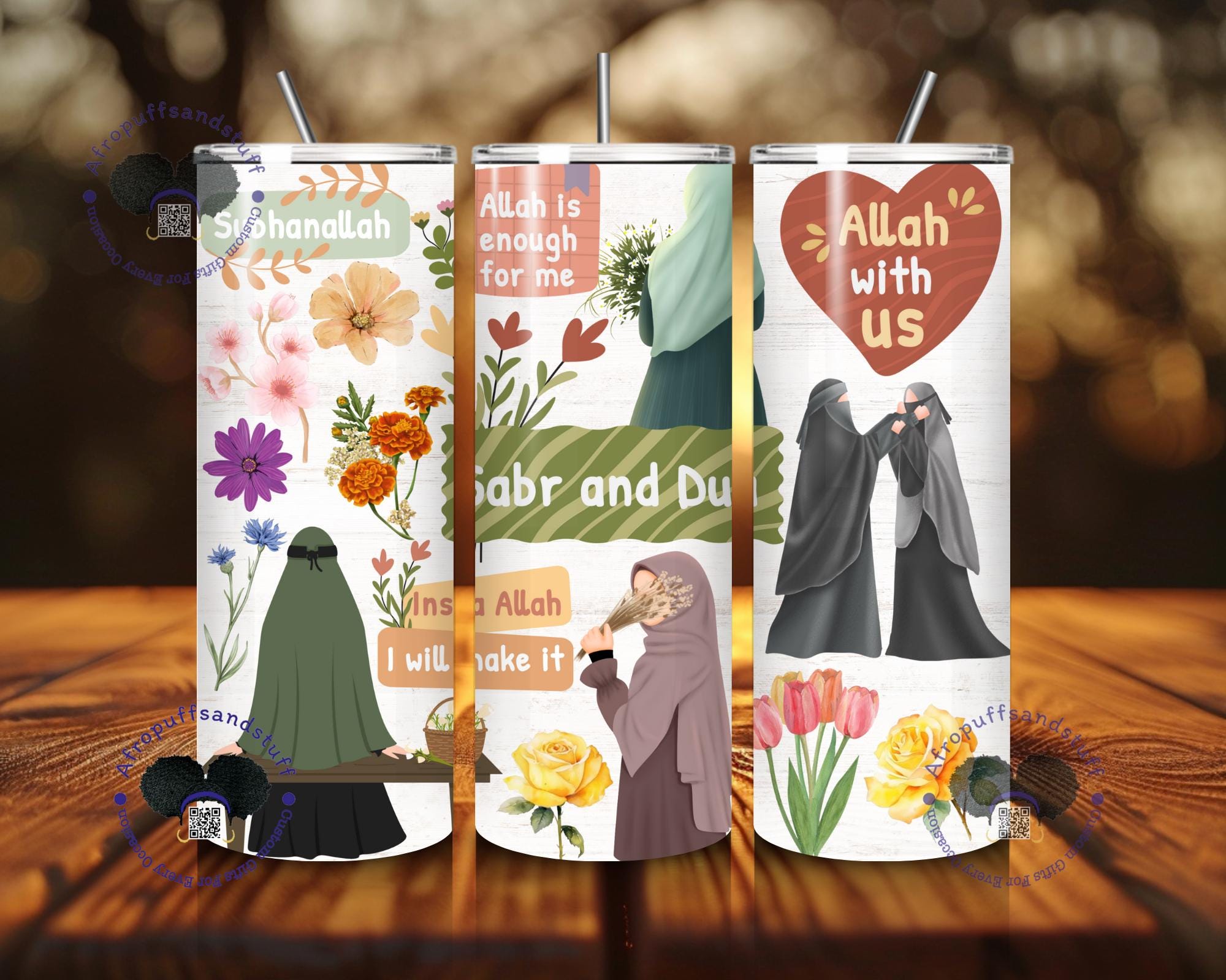 Islamic Art Tumbler: Stainless Steel Hot/Cold Drinkware, 6 Designs