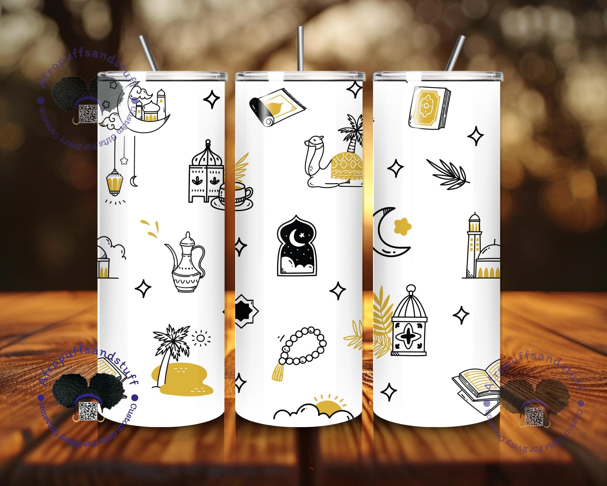 Islamic Art Tumbler: Stainless Steel Hot/Cold Drinkware, 6 Designs
