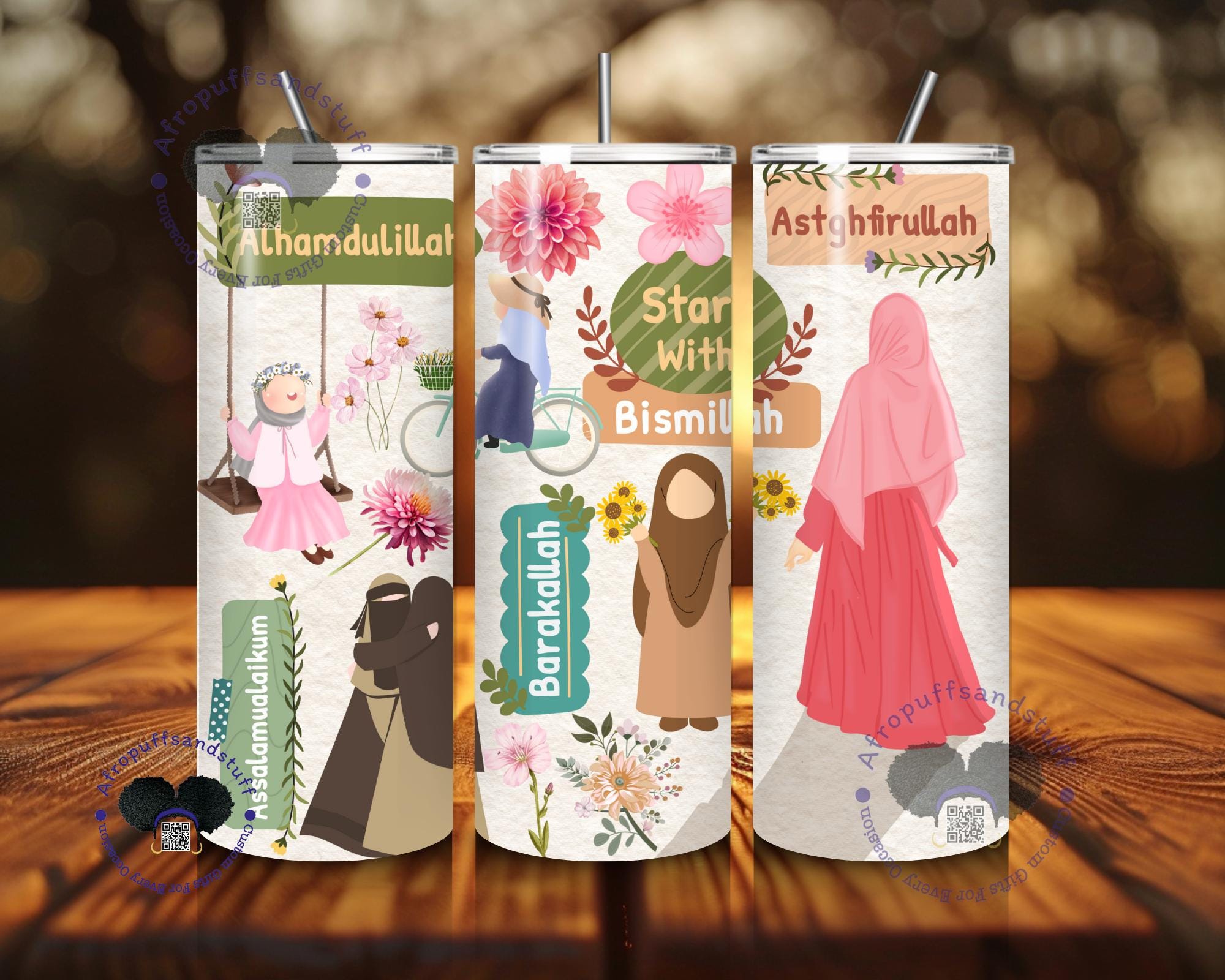 Islamic Art Tumbler: Stainless Steel Hot/Cold Drinkware, 6 Designs