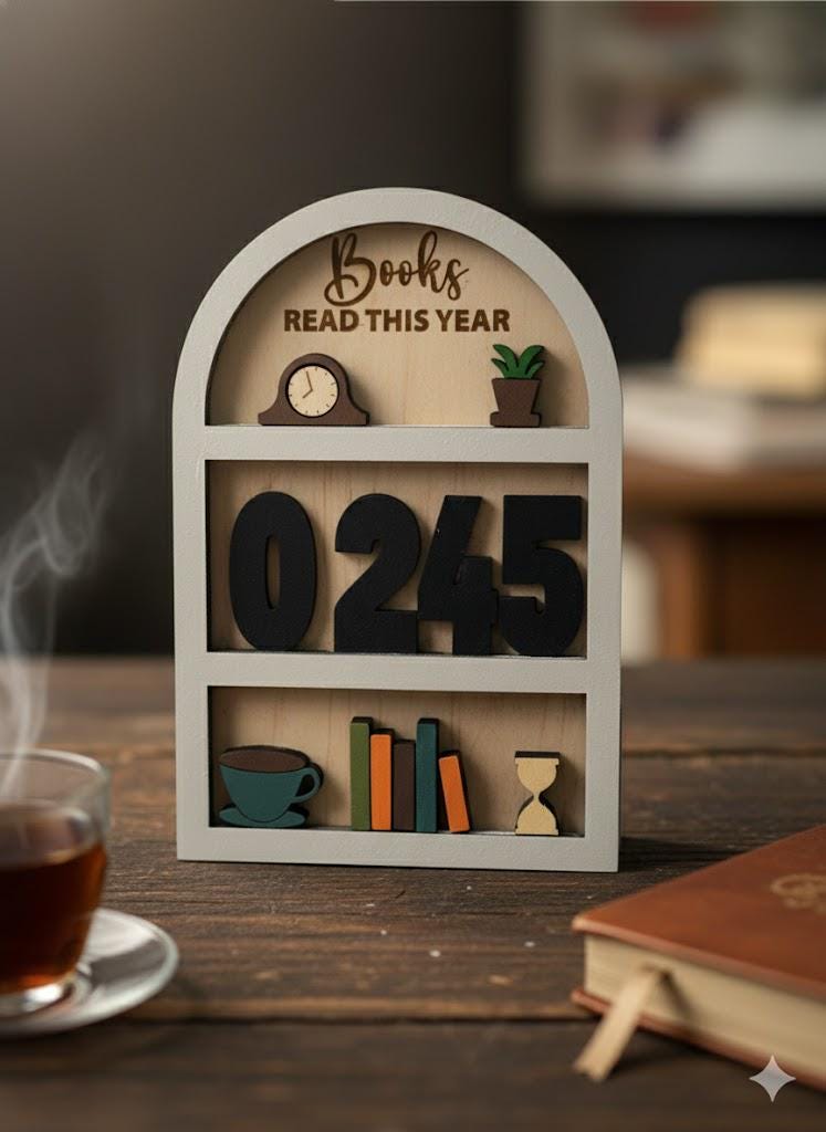 The Ultimate Reading Goal Tracker | Customizable Book Shelf Sign for Bibliophiles