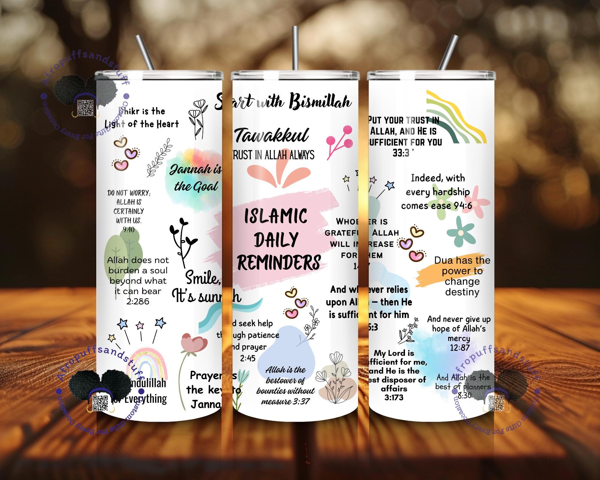 Islamic Art Tumbler: Stainless Steel Hot/Cold Drinkware, 6 Designs