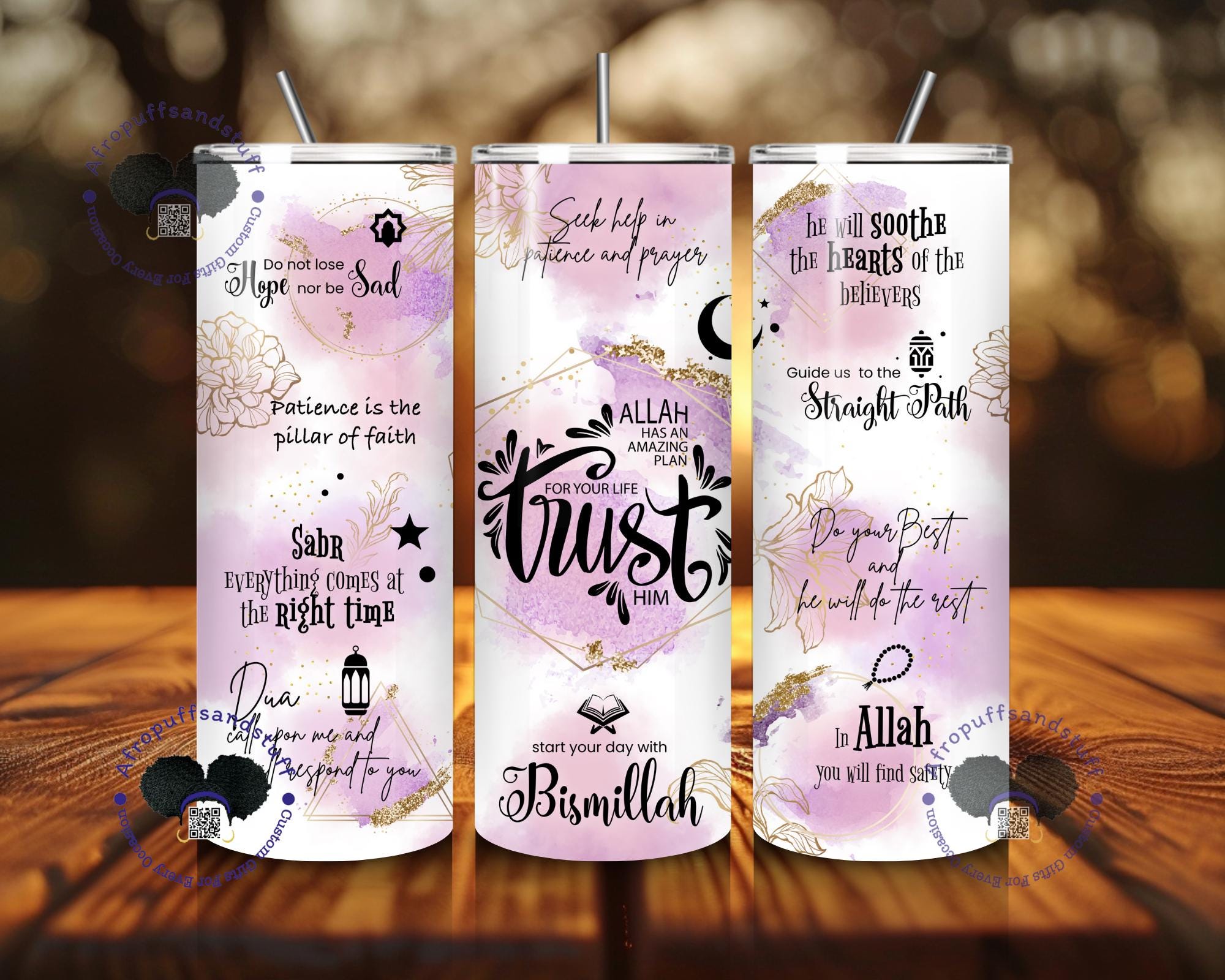 Islamic Art Tumbler: Stainless Steel Hot/Cold Drinkware, 6 Designs