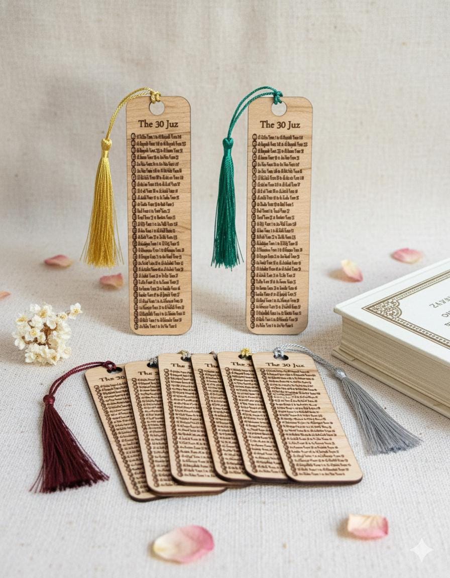 30 Juz Quran Bookmark - Laser Cut Wooden: Islamic Gift, Ramadan Eid Favor