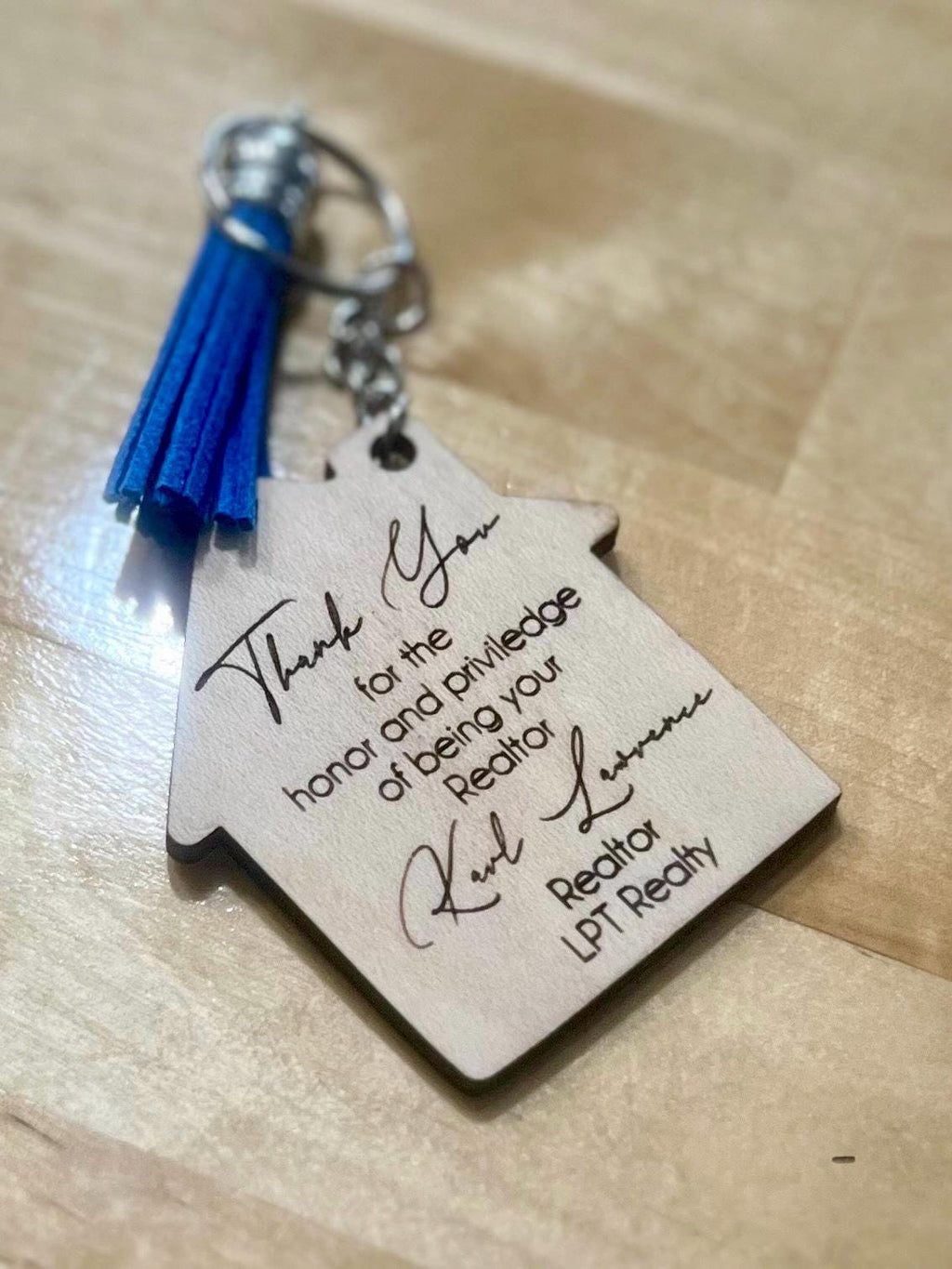 Personalized Realtor Thank You Keychain – Custom Home Shaped Closing Gift w/ Tassel | Client Appreciation Gift | Realtor Branding Gift