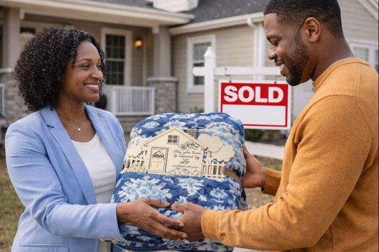 Luxury Personalized Real Estate Closing Gift Blanket Tag | Custom Realtor Branded Homeowner Gift | SOLD Home Client Appreciation Gift