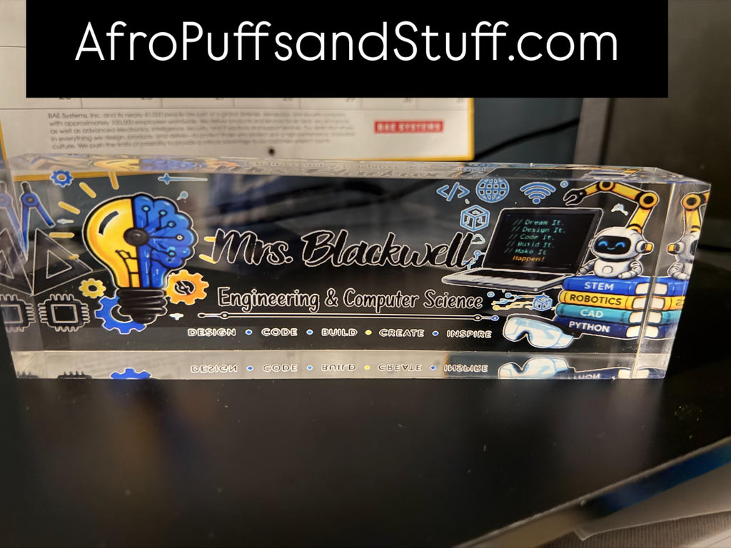 Custom Acrylic Desk Name Plate for Teachers and Professionals | Personalized Office Decor