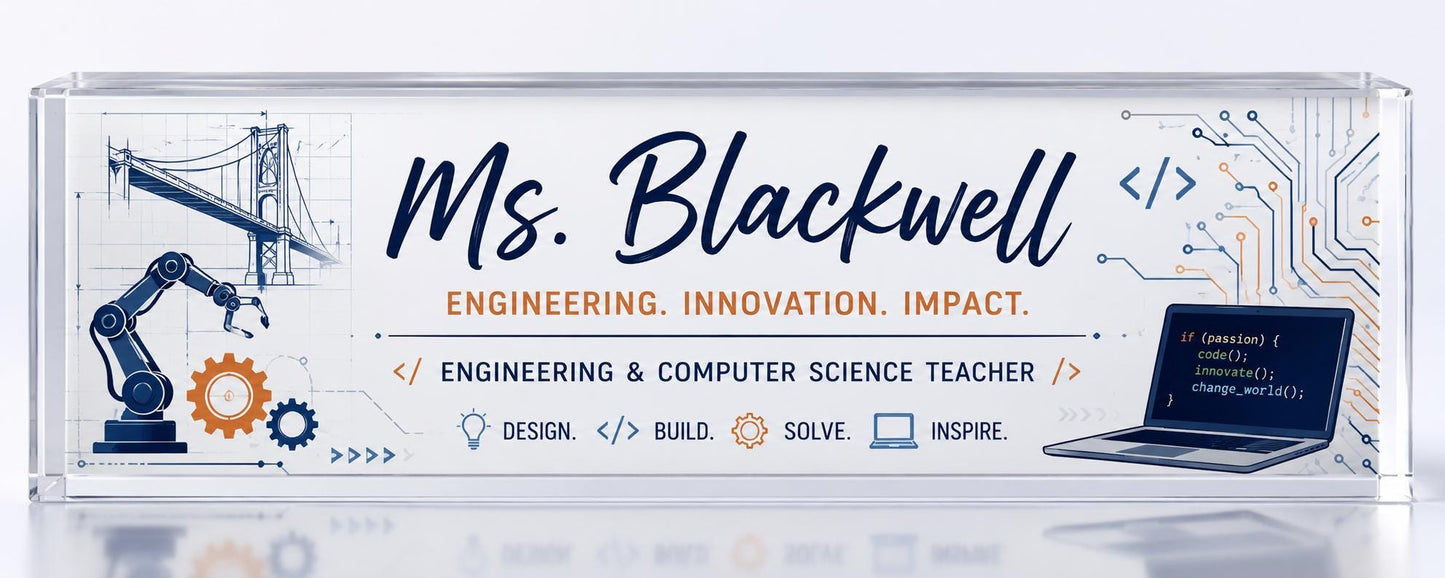 Custom Acrylic Desk Name Plate for Teachers and Professionals | Personalized Office Decor