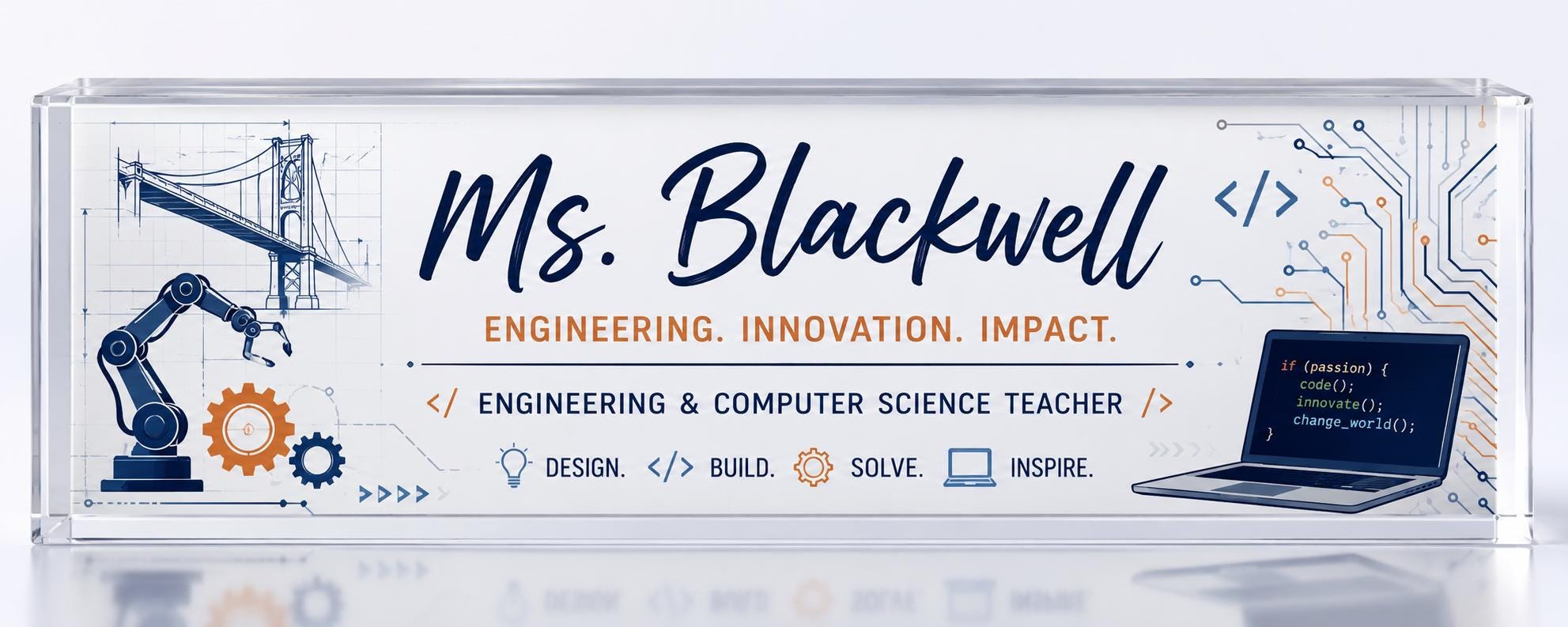Custom Acrylic Desk Name Plate for Teachers and Professionals | Personalized Office Decor