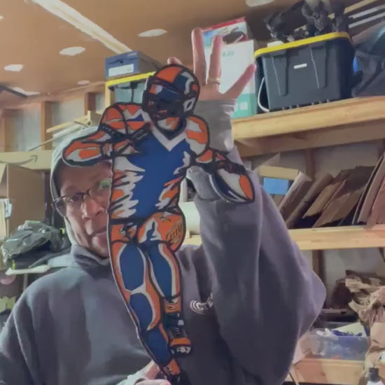 Custom Layered Football Player Wall Art – Personalized Team Colors & Number – Laser Cut Wooden Sports Decor