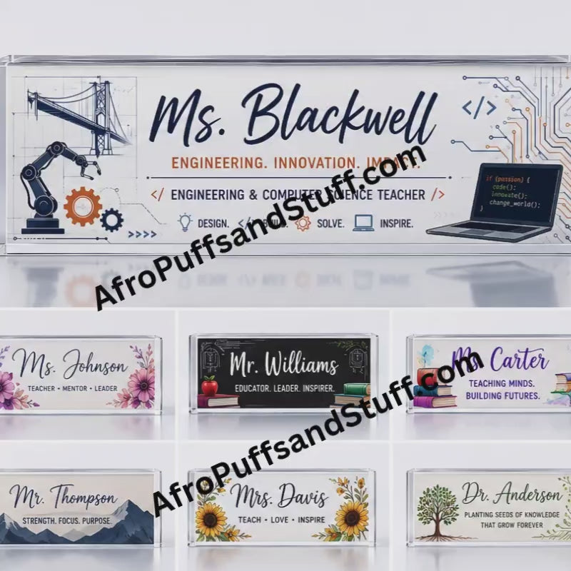 Custom Acrylic Desk Name Plate for Teachers and Professionals | Personalized Office Decor