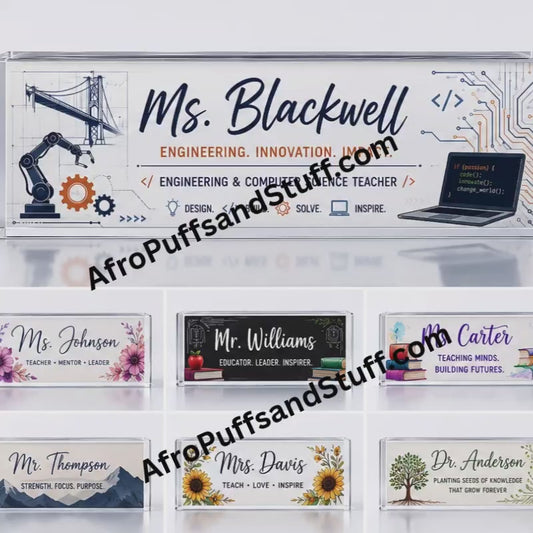 Custom Acrylic Desk Name Plate for Teachers and Professionals | Personalized Office Decor